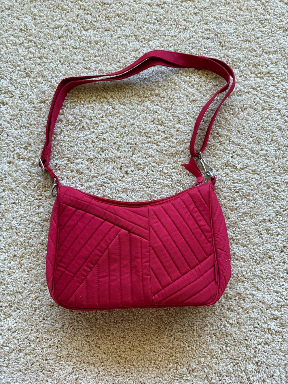 Vera Bradley Frannie Crescent Crossbody Cardinal Red Quilted Shoulder Bag NWT